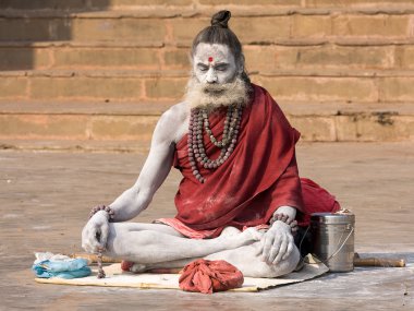 Hint sadhu (Kutsal adam). Varanasi, uttar pradesh, Hindistan.