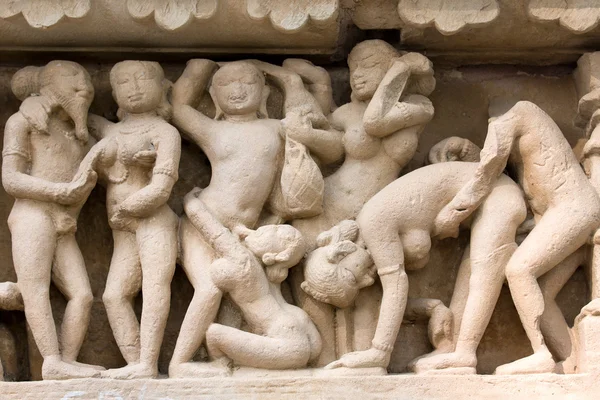 Erotic temple in Khajuraho, India. — Stock Photo, Image