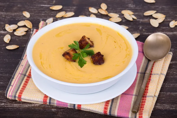 Sopa de creme de abóbora de maçã — Fotografia de Stock