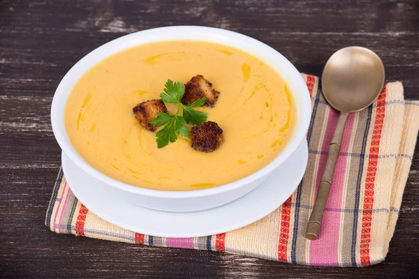 Sopa de crema de calabaza manzana — Foto de Stock