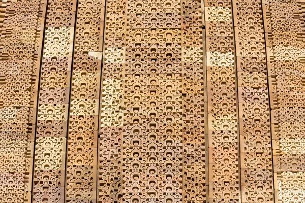 Detalj av väggen i templet i khajuraho, Indien. — Stockfoto