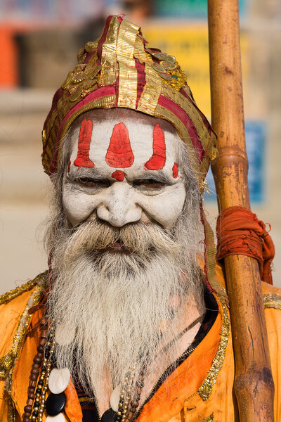 Indian sadhu (holy man). Varanasi, Uttar Pradesh, India.