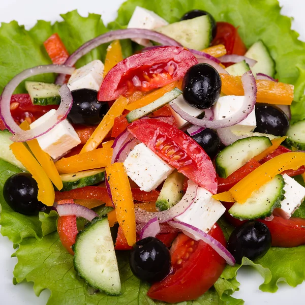 Fresh vegetable greek salad, close up — Stock Photo, Image