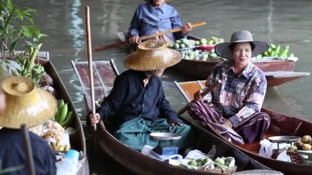 Damnoen Saduak schwimmender Markt. Bangkok, Thailand Lizenzfreies Stock-Filmmaterial