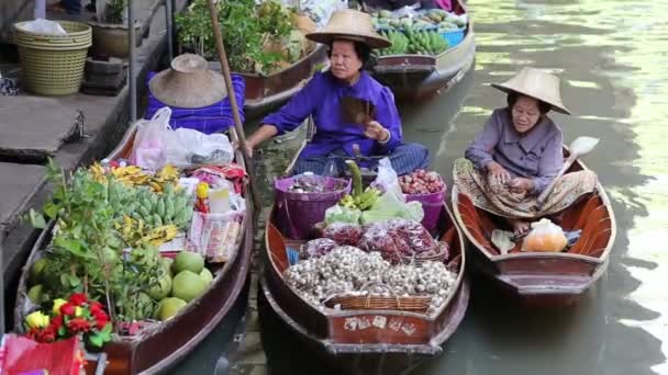 Damnoen saduak flytande marknaden. Bangkok, thailand — Stockvideo