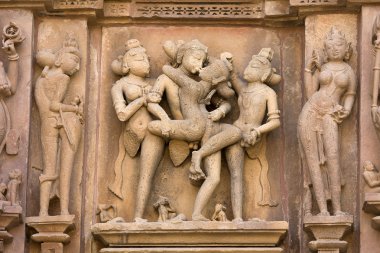 erotik khajuraho Tapınağı. Madhya pradesh, Hindistan.