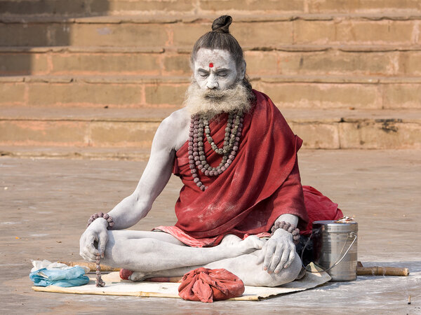 Indian sadhu (holy man). Varanasi, Uttar Pradesh, India.