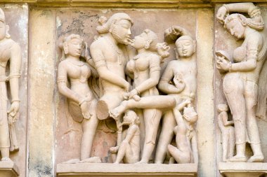 erotik khajuraho Tapınağı. Madhya pradesh, Hindistan.