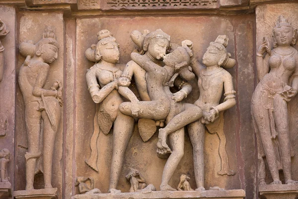 Erotic Temple in Khajuraho. Madhya Pradesh, India. — Stock Photo, Image