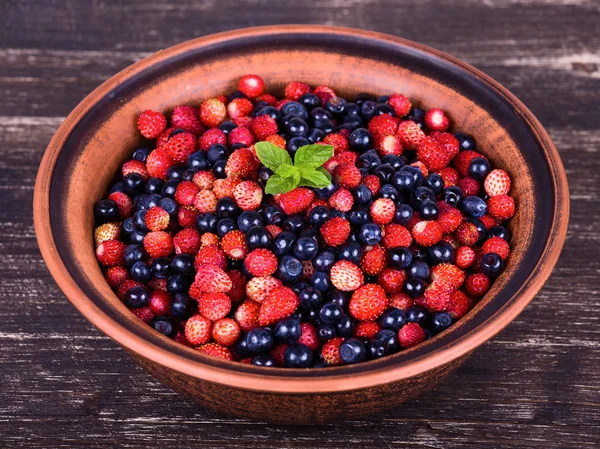 Strawberries and blueberries, wild berry — Stock Photo, Image