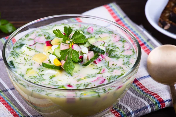 Sopa de verão - okroshka — Fotografia de Stock