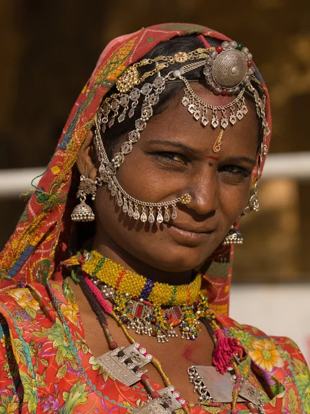 Portret van een vrouw india rajasthani Rechtenvrije Stockafbeeldingen