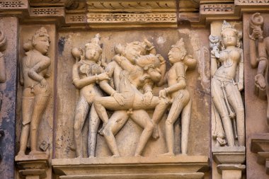 erotik khajuraho Tapınağı. Madhya pradesh, Hindistan.