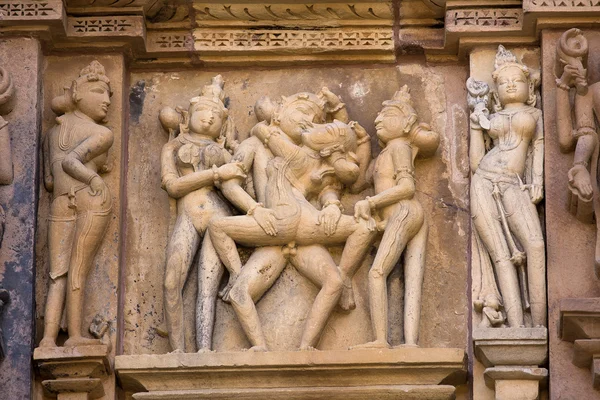 Erotic Temple in Khajuraho. Madhya Pradesh, India. — Stock Photo, Image