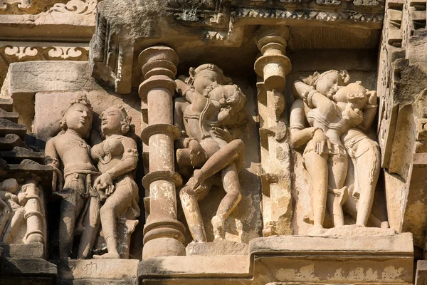 Erotický chrám v khajuraho. Madhya pradesh, Indie. — Stock fotografie