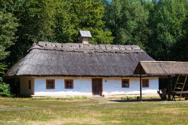 ahşap evlerin Park'ta yaz aylarında alınan pirogovo Müzesi, kiev, Ukrayna