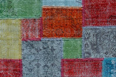 Eski Asya yamaca halısının arka planı ve dokusu. Kapat.