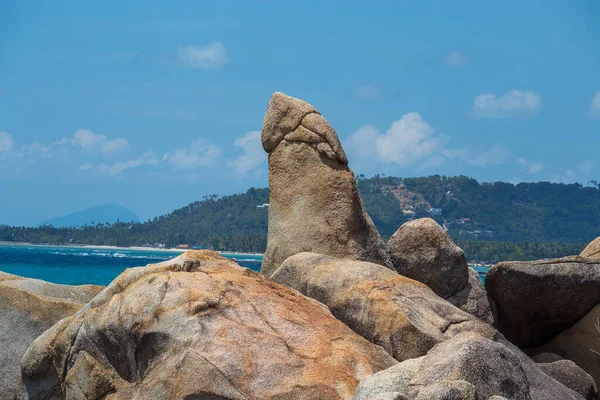 Grandfather Rock Pilar Forma Pênis Ilha Koh Samui Tailândia Hin — Fotografia de Stock