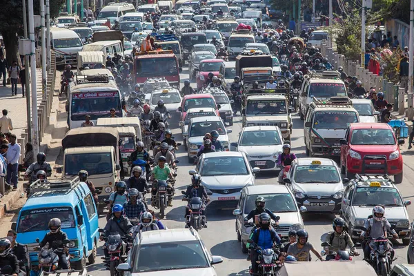 Kathmandu Nepal Oct 2016 Traffic Jam Air Pollution Central Kathmandu — Stock Photo, Image