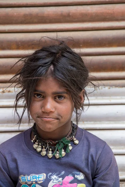 Ladakh Leh India June 2015 Poor Indian Beggar Girl Street — Stock Photo, Image