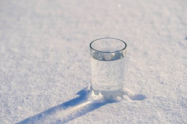 Kışın beyaz bir kardaki suyla kaplan.