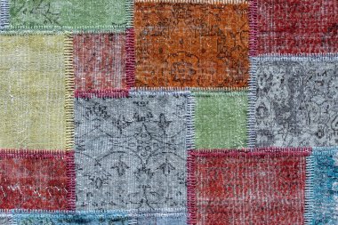 Eski Asya yamaca halısının arka planı ve dokusu. Kapat.