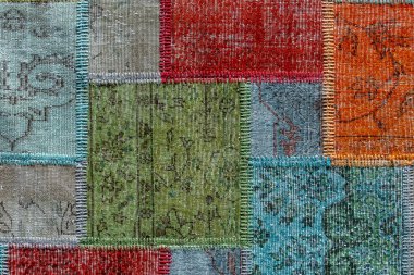 Eski Asya yamaca halısının arka planı ve dokusu. Kapat.