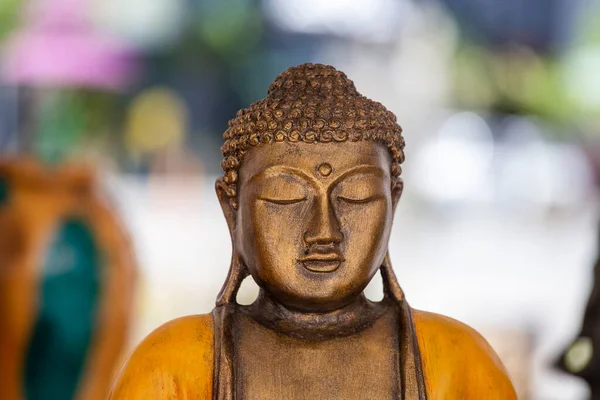 Estatua Buda Figuras Recuerdo Exhibición Para Venta Mercado Callejero Cerca —  Fotos de Stock