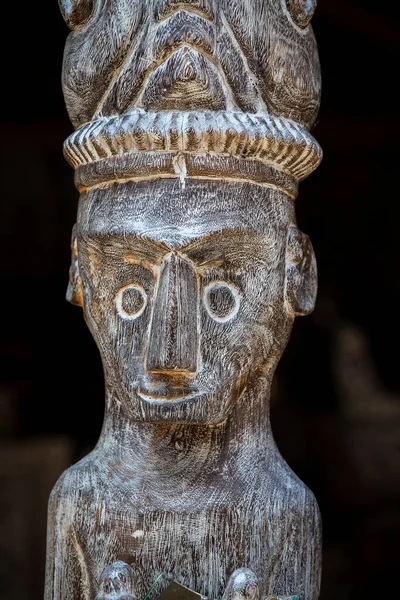 Balinese Ancient Wooden Statue Street Ubud Island Bali Indonesia Figures — Stock Photo, Image