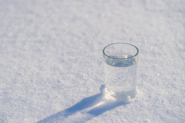 Kışın beyaz bir kardaki suyla kaplan.