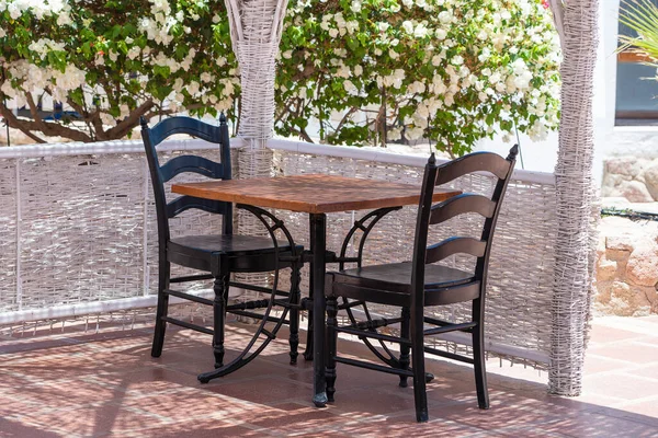 Wooden Table Chairs Beach Cafe Next Red Sea Sharm Sheikh — Stock Photo, Image