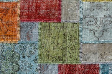 Eski Asya yamaca halısının arka planı ve dokusu. Kapat.