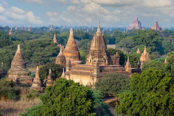 Stare Pagody Świątynie Nad Ranem Bagan Myanmar Dawniej Birma Światowe — Zdjęcie stockowe