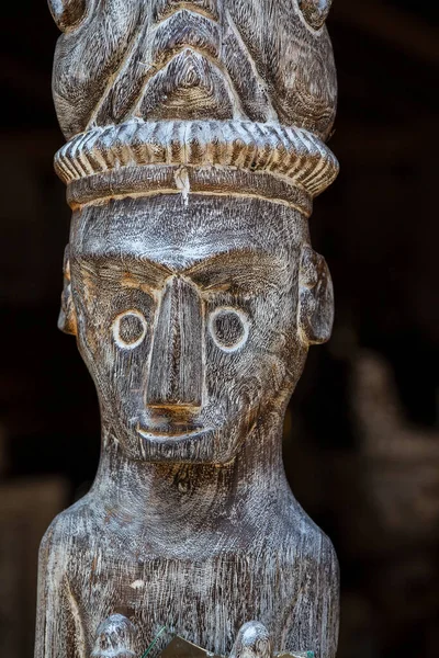 Balinese Ancient Wooden Statue Street Ubud Island Bali Indonesia Figures — Stock Photo, Image