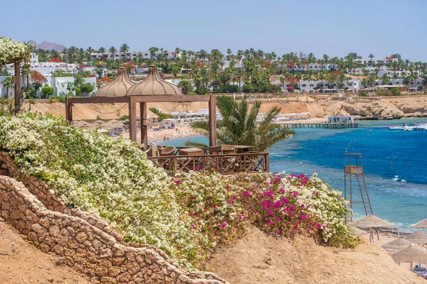 Sabah Sharm El Sheikh, Mısır, Sina Körfezi, Afrika 'daki tatil köyünün güzel manzarası.