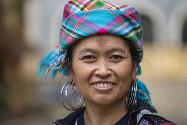 Sapa Vietnam March 2020 Portrait Hmong Ethnic Woman Street Market — Stock Photo, Image