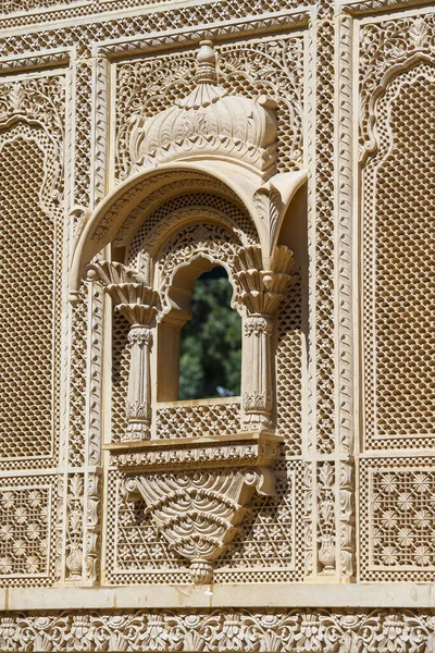 Ornement Indien Sur Mur Palais Dans Fort Jaisalmer Inde Gros — Photo
