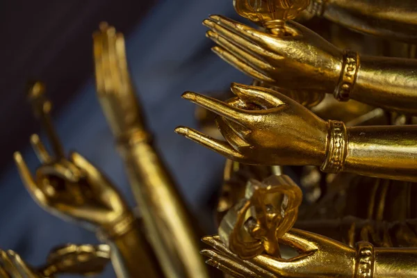 Gold Hands Image Buddha Buddhist Temple Close — Photo