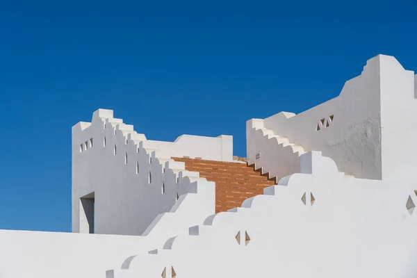 Dettaglio Scale Parete Bianca Una Casa Sulla Strada Dell Egitto — Foto Stock