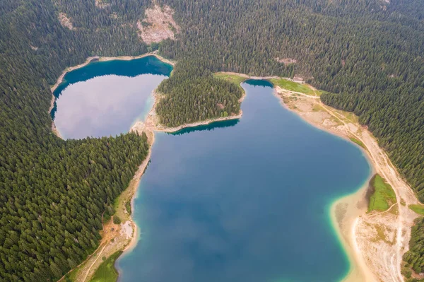 Vista Aérea Del Lago Negro Crno Jezero Norte Montenegro Lago — Foto de Stock