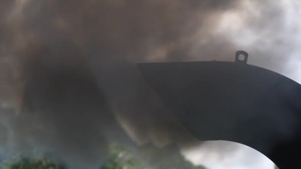 Černý Kouř Trajektové Lodi Pozadí Zblízka Thajsko Komín Trajektu Nebo — Stock video