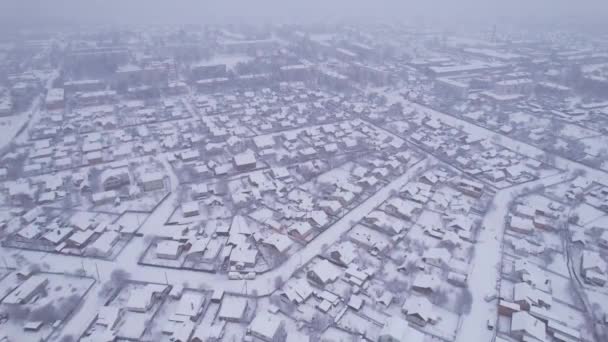 Αεροφωτογραφία Του Ουκρανικού Χωριού Χιονιού Ιδιωτικές Κατοικίες Και Οικόπεδα Στον — Αρχείο Βίντεο