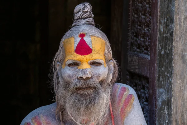 Katmandu Nepal Okt 2016 Äldre Sadhu Guru Mannen Poserar För — Stockfoto