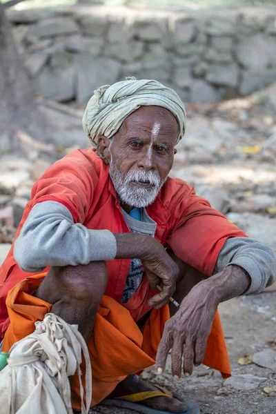 Kathmandu Nepál Října 2016 Starší Sadhu Guru Muž Pózuje Pro — Stock fotografie