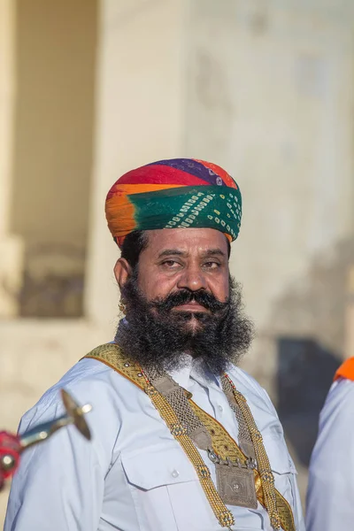 Jaisalmer Inde Février 2017 Indien Vêtu Une Robe Traditionnelle Rajasthani — Photo