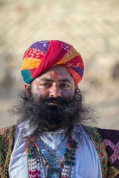 Jaisalmer Indien Feb 2017 Indisk Man Klädd Traditionell Rajasthani Klänning — Stockfoto