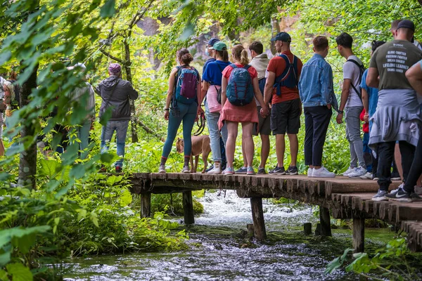 Plitvice Lakes Croatia August 2021 Long Queue People Waiting Electric — Stock Photo, Image