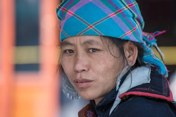 Sapa Vietnam Mars 2020 Portrait Femme Ethnique Hmong Sur Marché — Photo