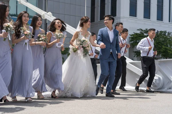 Singapore City Singapore Feb 2020 Asian Style Wedding Ceremony Street — Stock Photo, Image