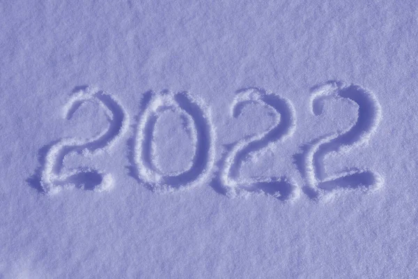 Inscripción Superficie Nieve Blanca 2022 Símbolo Del Año Siguiente Marcado —  Fotos de Stock